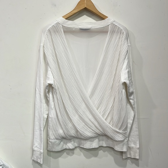 Sandro Cotton Terry Long Sleeve Top with sheer cross back White size L - Picture 5 of 13